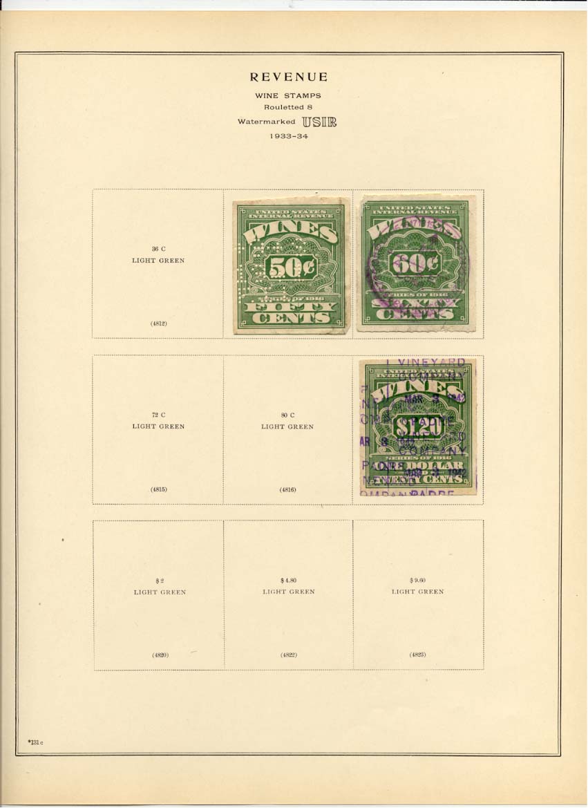 Wine Revenue Stamps Catalog # 4813, 4814, 4817