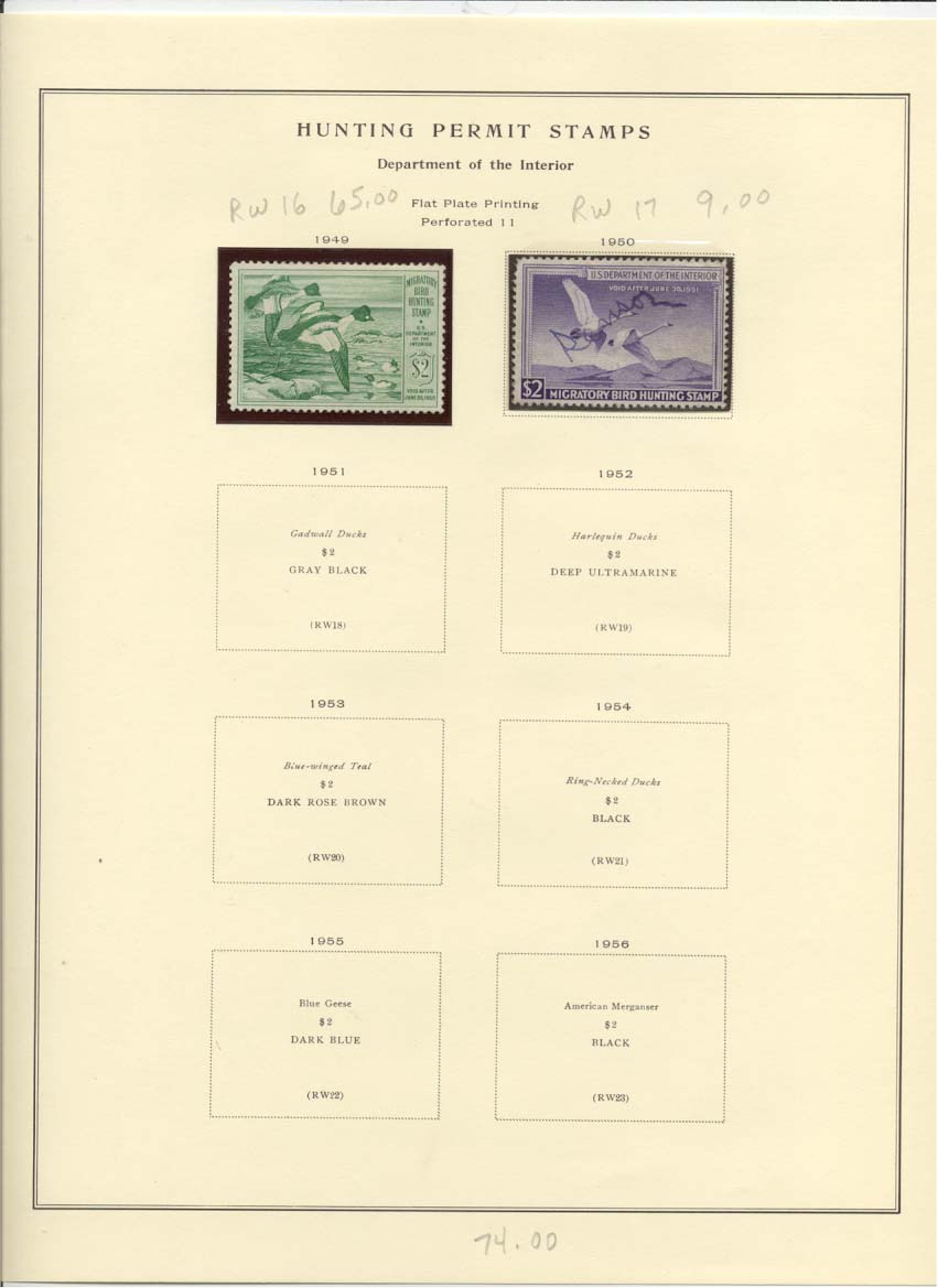 Hunting Permit Duck Stamps Scott #RW16, RW17