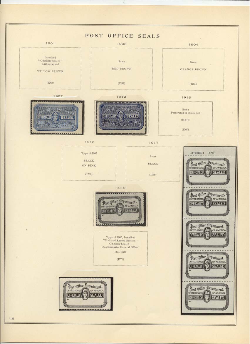 Post Office Seals Catalog # 1765, 1766, 1770