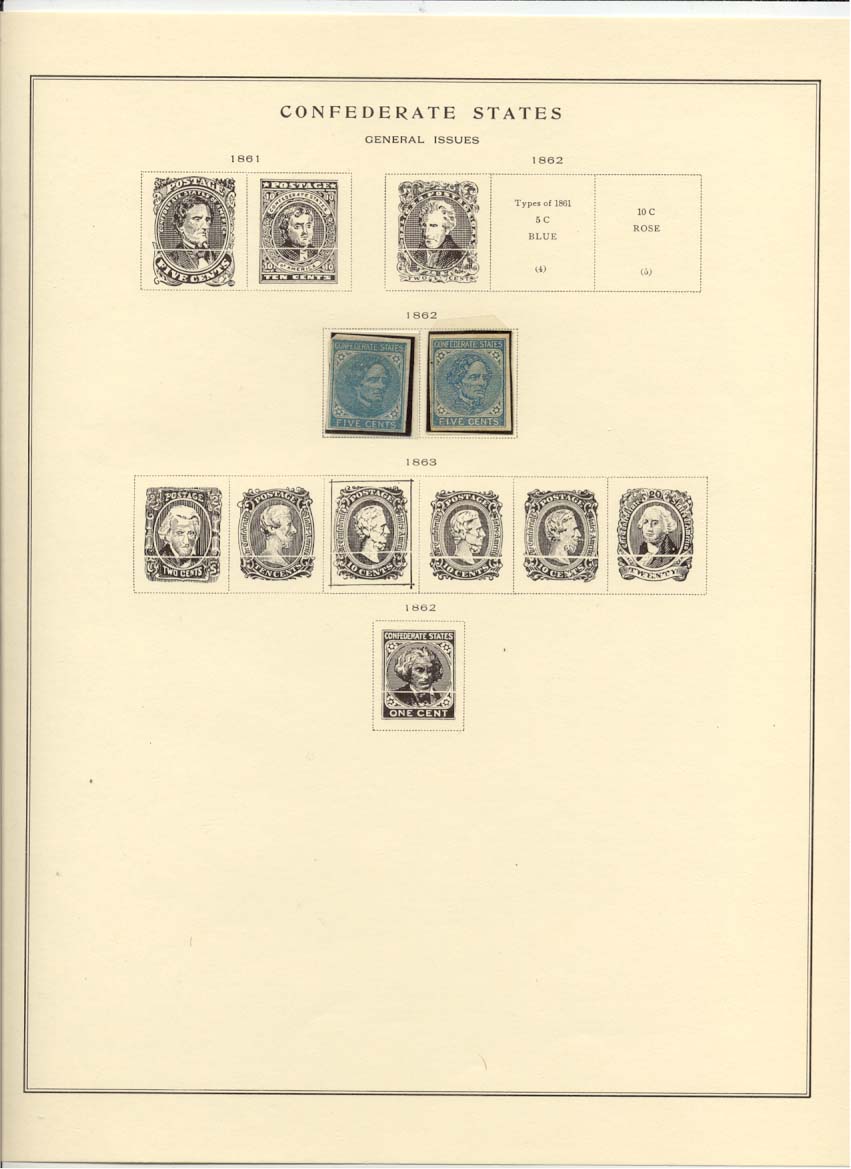 Confederate States Two Stamps Issued 1862