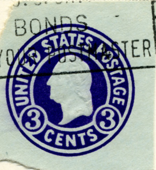 Scott U439 3 Cent Envelope Stamp George Washington on Blue