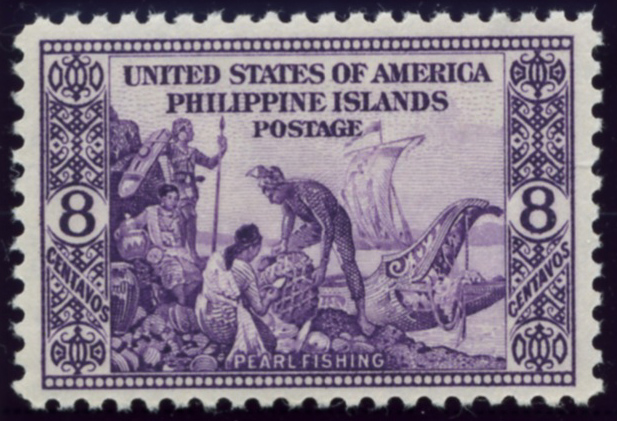Scott PIPS386 Philippines 8 Centavos Stamp Pearl Fishing