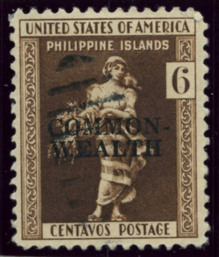 Scott PIPS413 Philippines 6 Centavos Stamp La Filipina Overprinted Commonwealth