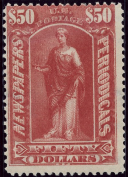 Scott PR124 50 Dollars Newspapers and Periodicals Stamp Commerce Dull Rose