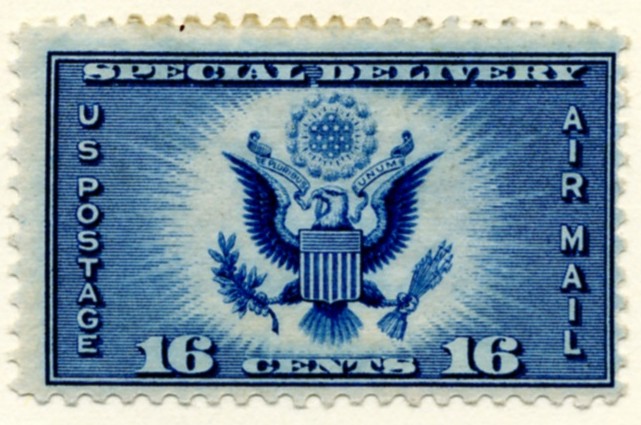 Scott CE1 16 Cent Special Delivery Air Mail Stamp Great Seal