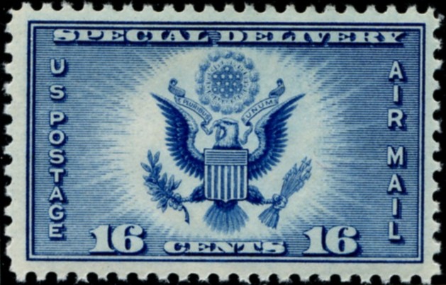 Scott CE1 16 Cent Special Delivery Air Mail Stamp Great Seal a