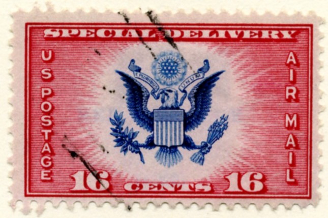 Scott CE2 16 Cent Special Delivery Air Mail Stamp Great Seal