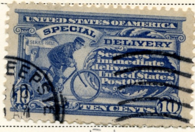 Scott E11 10 Cent Special Delivery Stamp Bicycle Messenger