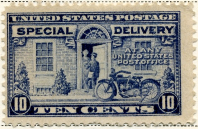 Scott E12 10 Cent Special Delivery Stamp Motorcycle Messenger b