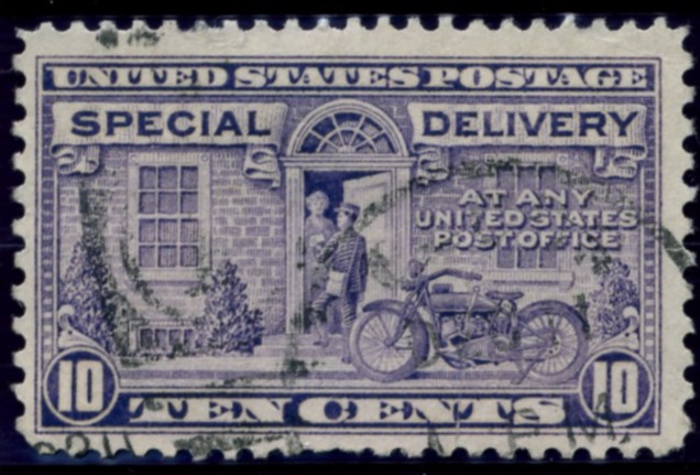 Scott E12 10 Cent Special Delivery Stamp Motorcycle Messenger c