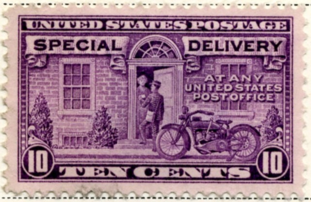 Scott E15 10 Cent Special Delivery Stamp Motorcycle Messenger d