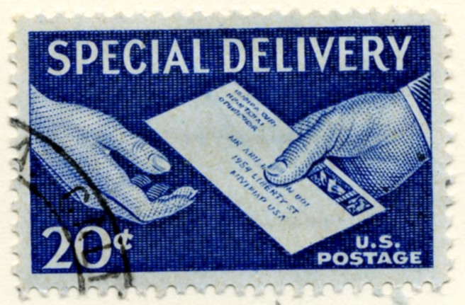 Scott E20 20 Cent Special Delivery Stamp Handing Letter a