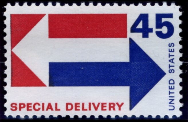 Scott E22 45 Cent Special Delivery Stamp Arrows