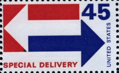 Scott E22 45 Cent Special Delivery Stamp Arrows a