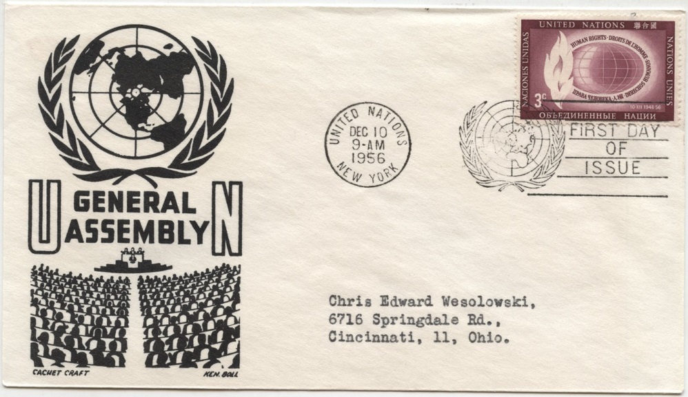 Scott 47 3 Cent United Nations General Assembly Stamp First Day Cover