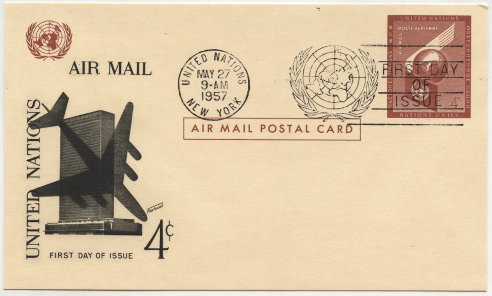 Scott C5 4 Cent United Nations Air Mail Post Card First Day Cover