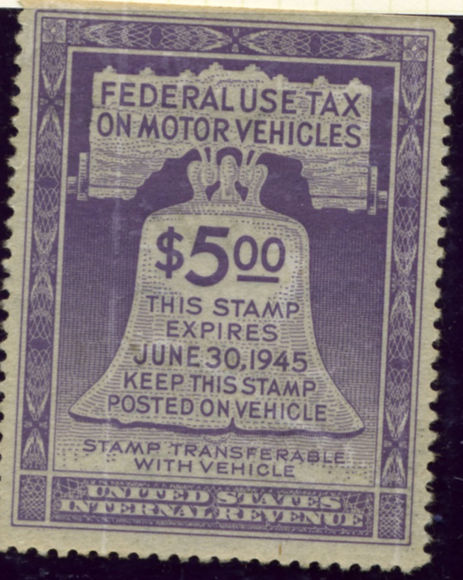 Scott RV30 5 Dollar Motor Vehicle Use Tax Internal Revenue Stamp