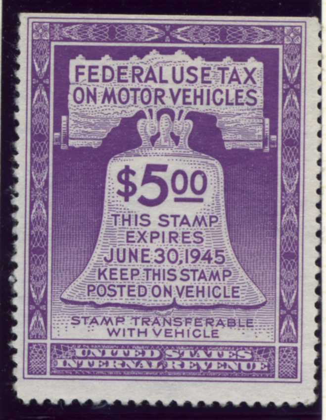 Scott RV30 $5 Dollar Motor Vehicle Use Tax Internal Revenue Stamp a