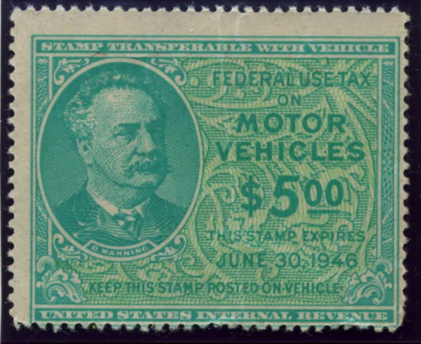 Scott RV42 5 Dollar Motor Vehicle Use Tax Internal Revenue Stamp