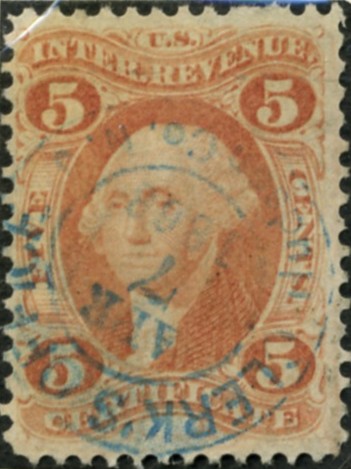 Scott R24 5 Cents Internal Revenue Stamp Certificate b