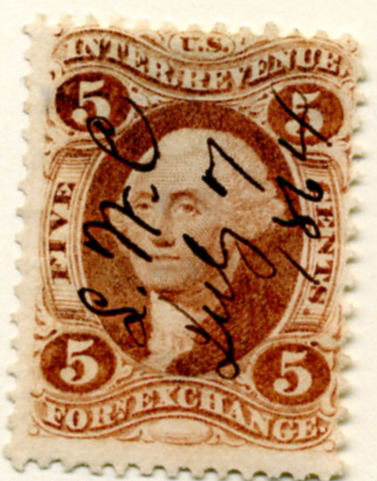 Scott R26 5 Cents Internal Revenue Stamp Foreign Exchange