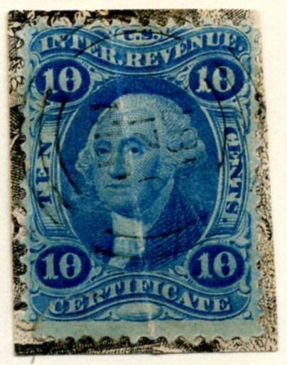 Scott R33 10 Cents Internal Revenue Stamp Certificate a