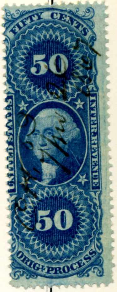 Scott R60 50 Cents Internal Revenue Stamp Original Process a