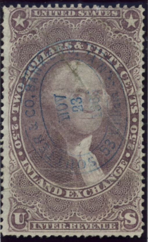 Scott R84 2.50 Dollar Internal Revenue Stamp Inland Exchange