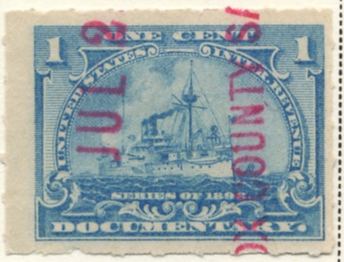 Scott R163 1 Cent Internal Revenue Documentary Stamp Watermarked USIR