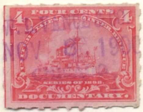Scott R166 4 Cent Internal Revenue Documentary Stamp Watermarked USIR