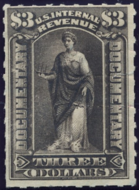 Scott R174 3 Dollar Internal Revenue Documentary Stamp Watermarked USIR