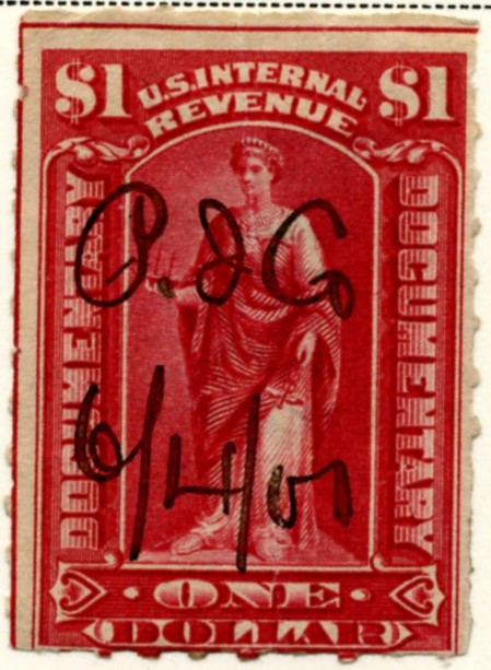Scott R182 1 Dollar Internal Revenue Documentary Stamp Watermarked USPS