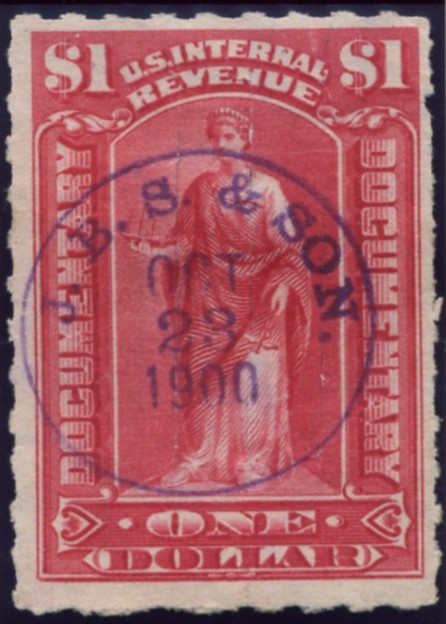 Scott R182 1 Dollar Internal Revenue Documentary Stamp Watermarked USPS a