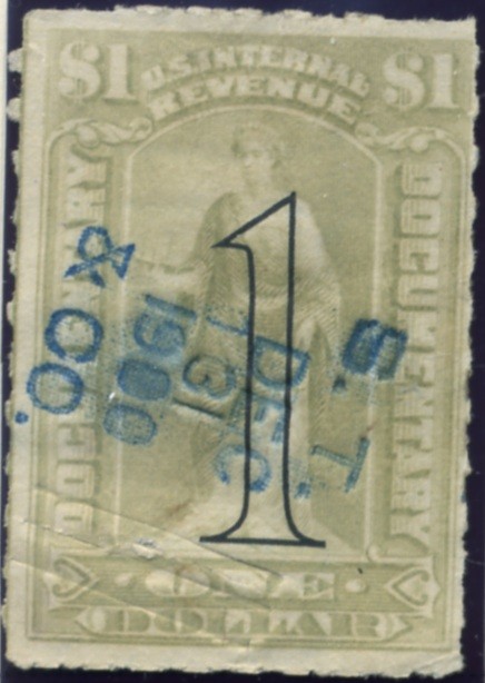 Scott R184 1 Dollar Surcharged Internal Revenue Documentary Stamp Watermarked USPS