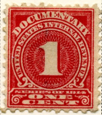 Scott R207 1 Cent Internal Revenue Documentary Stamp Watermarked USIR