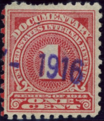 Scott R207 1 Cent Internal Revenue Documentary Stamp Watermarked USIR a