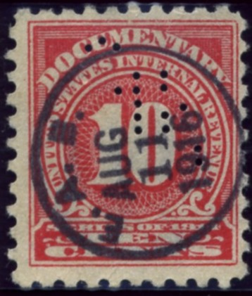 Scott R212 10 Cent Internal Revenue Documentary Stamp Watermarked USIR