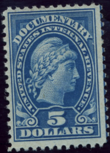 Scott R244 5 Dollar Internal Revenue Documentary Stamp Watermarked USIR a
