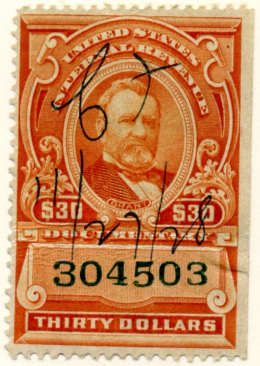 Scott R246 30 Dollar Internal Revenue Documentary Stamp Watermarked USIR
