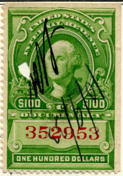 Scott R248 100 Dollar Internal Revenue Documentary Stamp Watermarked USIR a