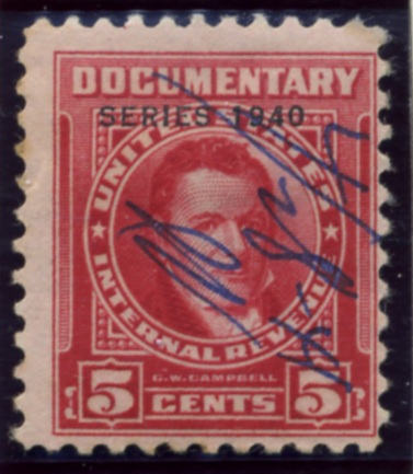 Scott R292 5 Cent Internal Revenue Documentary Stamp Watermarked USIR