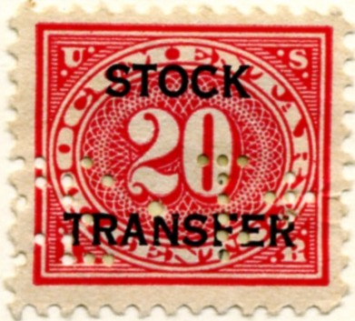 Scott RD6 20 Cent Internal Revenue Stock Transfer Documentary Stamp Watermarked USIR