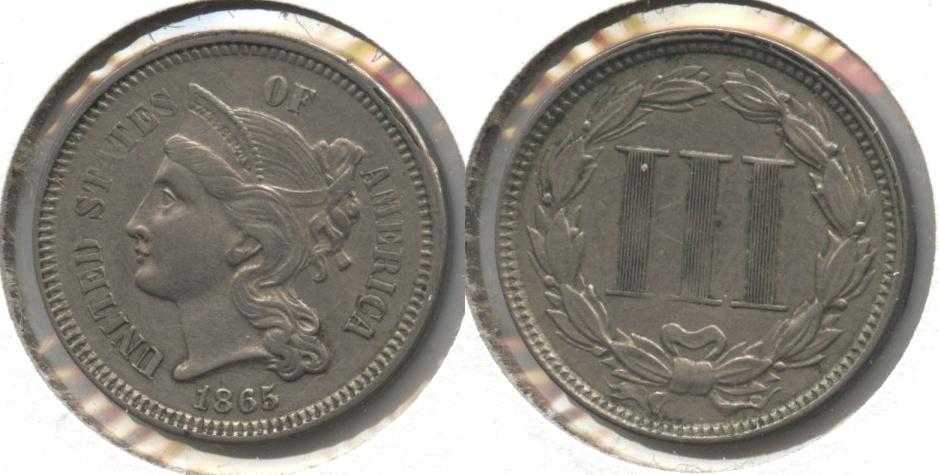 1865 Three Cent Nickel EF-40 #c