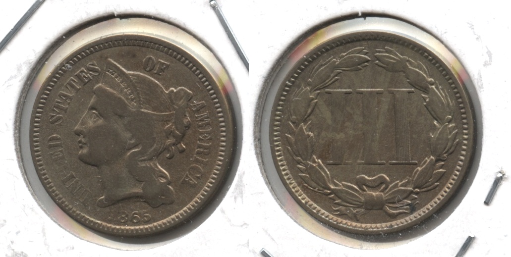 1865 Three Cent Nickel Fine-12 #aa