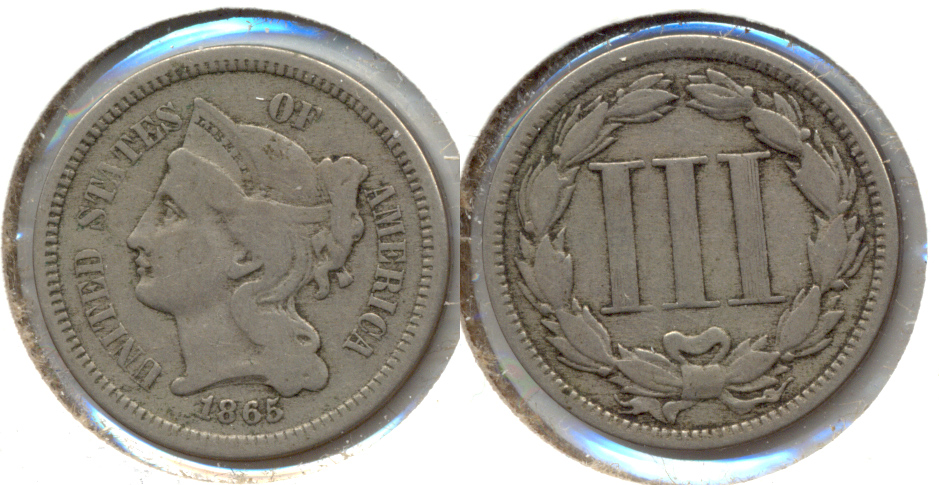 1865 Three Cent Nickel Fine-12 i