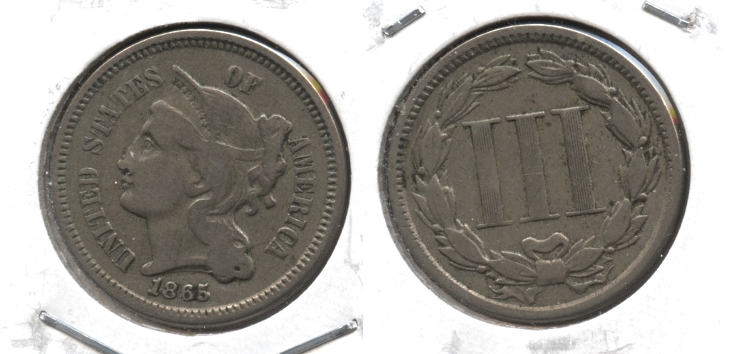 1865 Three Cent Nickel Fine-12 #x