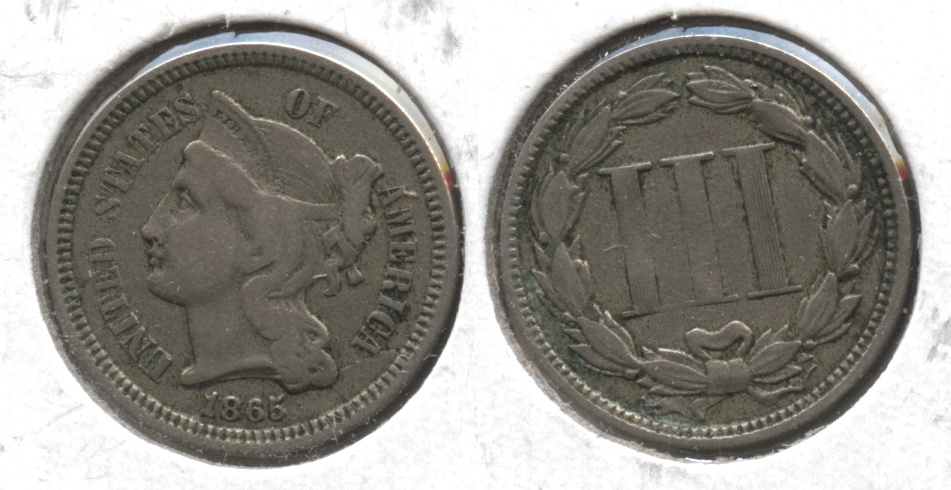 1865 Three Cent Nickel Fine-12 #z