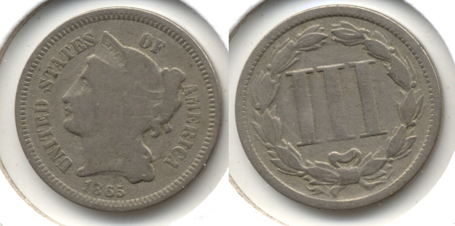 1865 Three Cent Nickel Good-4 j