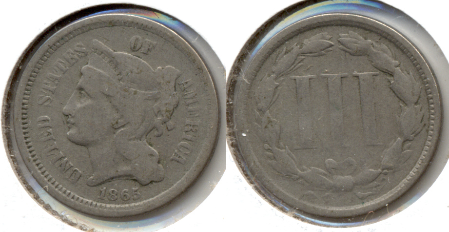 1865 Three Cent Nickel Good-4 k