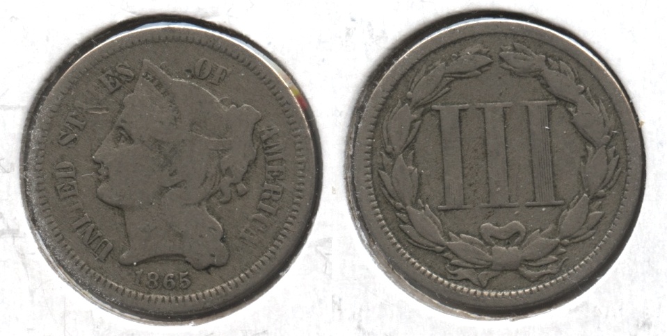 1865 Three Cent Nickel Good-4 #r